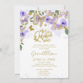Quinceanera vlinder uitnodiging tweetalig (Voorkant)