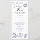 Quinceanera Vlinders Bloemen Modern Blauw Wit Menu (Voorkant)