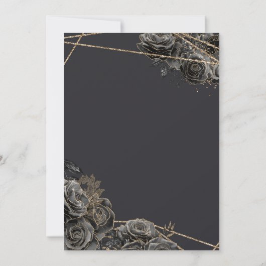 Quinceañera w Black Rozen, Gold Gown en Glitter Kaart (Achterkant)