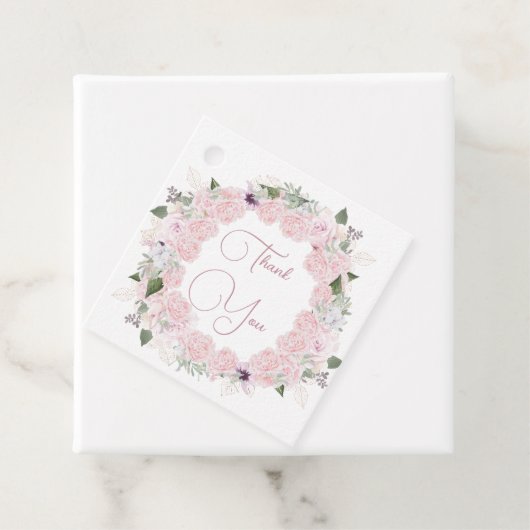 Quinceanera Waterverf Blush Roze Bloemen Bedankjes Labels (In situ)