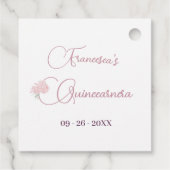 Quinceanera Waterverf Blush Roze Bloemen Bedankjes Labels (Achterkant)