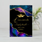 Quinceanera, Waterverf Galaxy Agate 3 kleuren Folie Uitnodiging (Staand Voorkant)