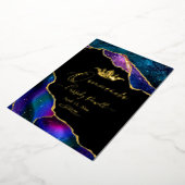 Quinceanera, Waterverf Galaxy Agate 3 kleuren Folie Uitnodiging (Gedraaid)