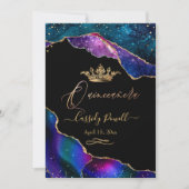 Quinceanera, Waterverf Galaxy Agate Faux Gold Inv Kaart (Voorkant)