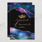 Quinceanera, Waterverf Galaxy Agate Faux Gold Kaart (Voorkant / Achterkant)