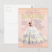 Quinceanera Waterverf Jurk Blush Roze Goud Fancy Briefkaart (Voorkant / Achterkant)