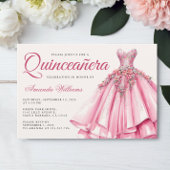 Quinceanera Waterverf Roos Gouden Gown Kaart
