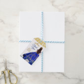 Quinceañera Waterverf Royal Blue Hartelijk dank Cadeaulabel (Met Touw)