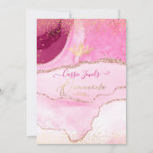 Quinceanera, Waterverf Roze Agate Faux Gold Kaart (Voorkant)