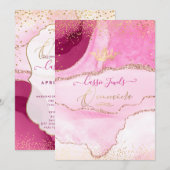 Quinceanera, Waterverf Roze Agate Faux Gold Kaart (Voorkant / Achterkant)