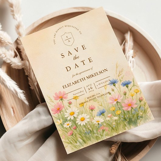 Quinceañera Weide Goud Wildbloem Save The Date