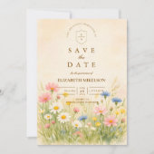 Quinceañera Weide Goud Wildbloem Save The Date (Voorkant)