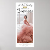 Quinceañera Welcome Modern Script Large Photo Poster (Voorkant)
