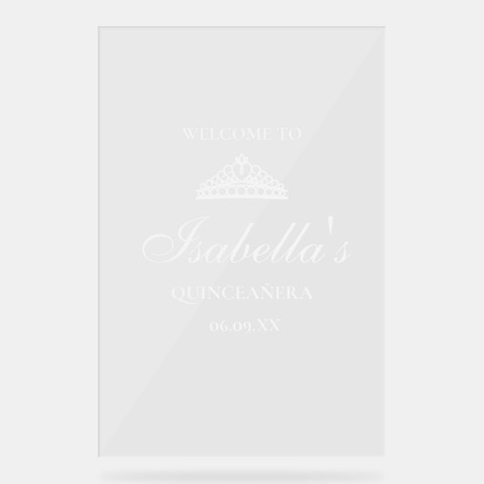 Quinceanera Welkom Acryl Bord (Voorkant)