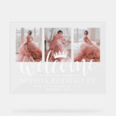 Quinceañera Welkom & Dank u 3 Fotocollage Acryl Bord (Voorkant)