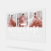 Quinceañera Welkom & Dank u 3 Fotocollage Acryl Bord (Hoek)