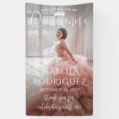 Quinceañera Welkom en dank u grote moderne foto Spandoek (Verticaal)
