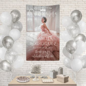 Quinceañera Welkom en dank u grote moderne foto Spandoek