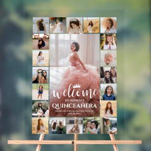 Quinceañera Welkom Fotocollage 15e verjaardag Acryl Bord