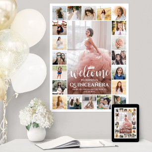Quinceañera Welkom Fotocollage 15e verjaardag Poster
