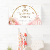 Quinceanera Welkom Gebarenbanner | Boho Pink Flora Spandoek (Insitu)