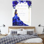 Quinceañera Welkom Koninklijk Blauw en Goud Canvas Afdruk (Insitu (Slaapkamer))