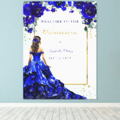 Quinceañera Welkom Koninklijk Blauw en Goud Canvas Afdruk (Insitu (Houten vloer))