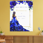 Quinceañera Welkom Koninklijk Blauw en Goud Canvas Afdruk (Insitu (Woonkamer))