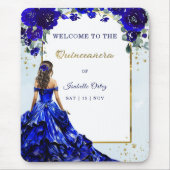 Quinceañera Welkom Koninklijk Blauw en Goud Muismat (Voorkant)