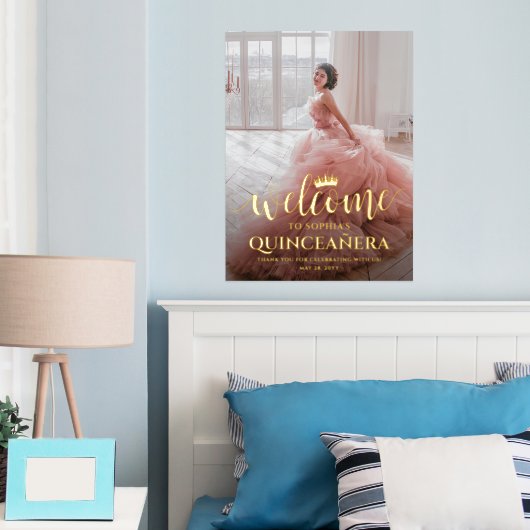 Quinceañera Welkom Script & Foto 15e verjaardag Folie Afdrukken (Insitu (Slaapkamer))