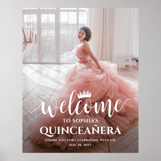 Quinceañera Welkom Script & Foto 15e verjaardag Poster (Voorkant)