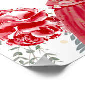 Quinceanera Welkomstbord Rode Jurk Bloemen Goud Poster (Hoek)