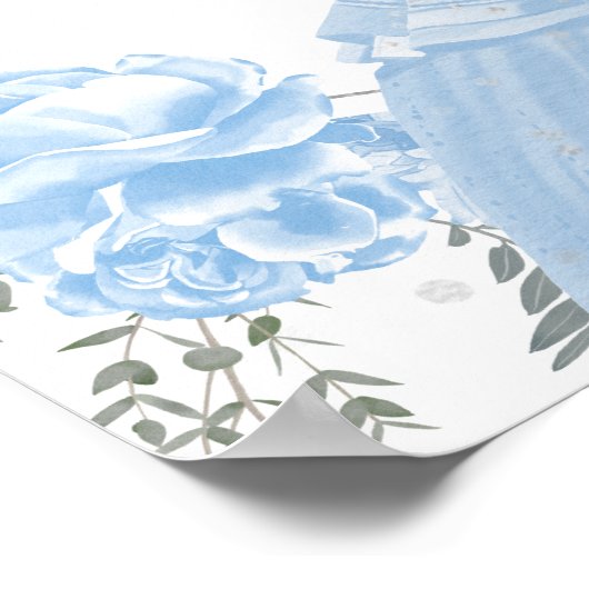 Quinceanera Welkomstbord Stoffige Blauwe Jurk Bloe Poster (Hoek)