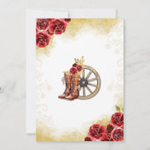 Quinceañera Western rood goud Charra bloemlaarzen Save The Date (Achterkant)
