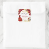 Quinceañera Western rood goud Charra bloemlaarzen Vierkante Sticker (Tas)