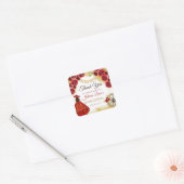 Quinceañera Western rood goud Charra bloemlaarzen Vierkante Sticker (Envelop)