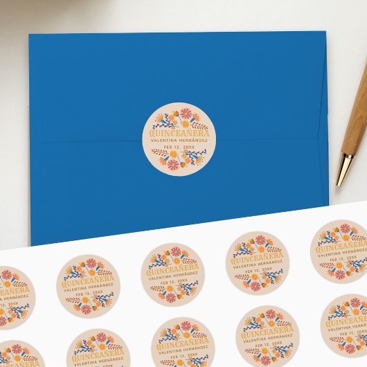 Quinceanera Westerne Mexicaanse Fiesta Party Ronde Sticker