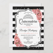 Quinceanera - White Black Blush Pink Kaart (Voorkant)