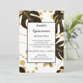 Quinceanera White Black Gold-feestdag Kaart (Staand voorkant)