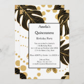 Quinceanera White Black Gold-feestdag Kaart (Voorkant / Achterkant)