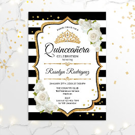 Quinceanera - White Black Gold Kaart