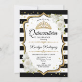 Quinceanera - White Black Gold Kaart (Voorkant)