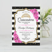 Quinceanera - White Black Pink Kaart (Staand voorkant)