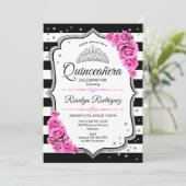 Quinceanera - White Black Pink Kaart (Staand voorkant)