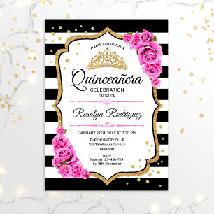Quinceanera - White Black Pink Kaart