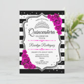 Quinceanera - White Black Pink Silver Kaart (Staand voorkant)
