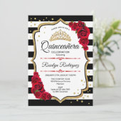 Quinceanera - White Black Red Gold Kaart (Staand voorkant)