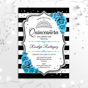 Quinceanera - White Black Silver Blue Kaart