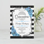 Quinceanera - White Black Silver Blue Kaart (Staand voorkant)