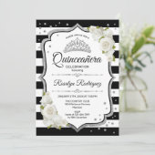 Quinceanera - White Black Silver Kaart (Staand voorkant)